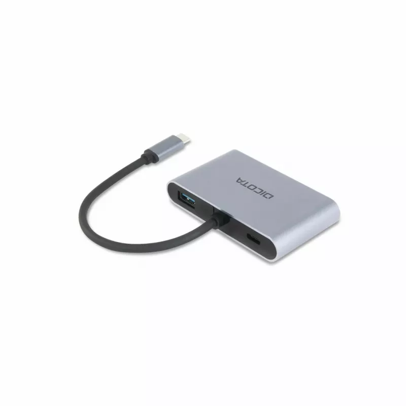 DICOTA D32064 mobiliojo įrenginio dokų stotelė Planšetė/Telefonas/Nešiojamas kompiuteris Sidabrinė