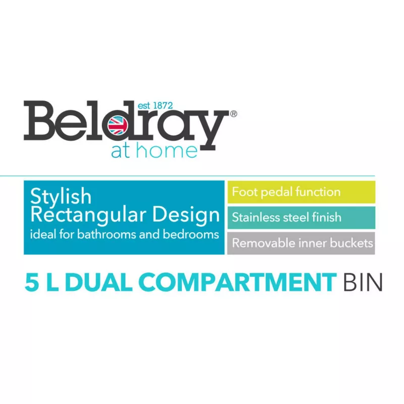 Šiukšlių dėžė su dviem skyriais Beldray LA035235SSFEU7 nerūdijantis plienas 5 litrai