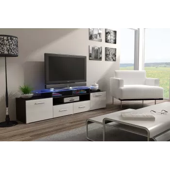 Cama TV stovas EVORA 200 wenge/baltas blizgus