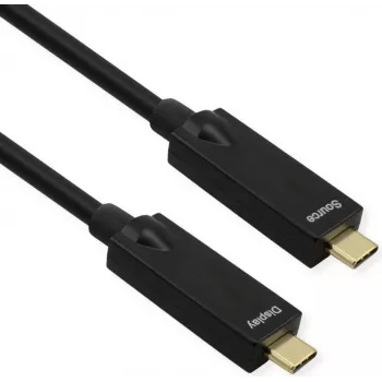 ROLINE USB 3.2 Gen 2 laidas, AOC, C-C, ST/ST, 10Gbit/s, 4K60Hz, PD 60W, juodas, 15 m