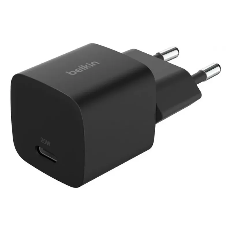 USB-C įkroviklis Belkin BOOSTCHARGE 25W Power Delivery juodas – greitas USB-C PD 25W sieninis adapteris