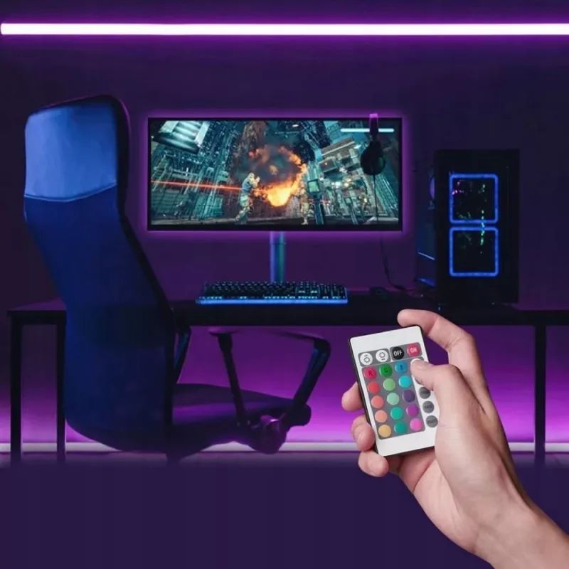 LED juosta Vention PAAWJ RGB 5 m USB 5V su IR nuotolinio valdymo pulteliu, dvipusės juostos montavimas
