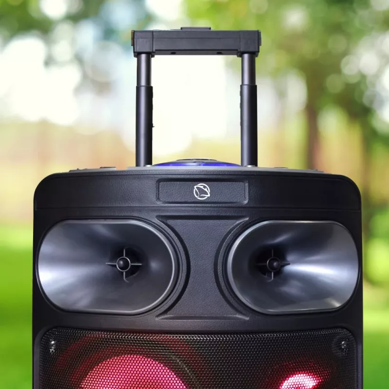 Nešiojamas Bluetooth karaoke garsiakalbis MANTA SPK0803B140 140W, su baterija, MIC/USB/microSD, FM, ekvalaizeriu, ratais