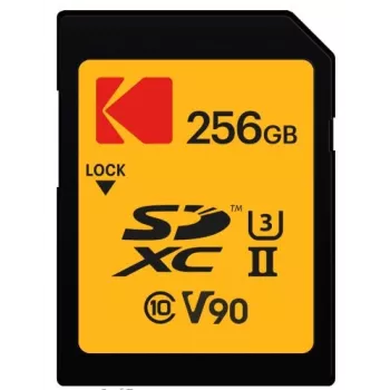 Kodak EKMSD256GUHS2V2K SDXC UHS-II 256 GB atminties kortelė, skaitymas 300 MB/s, rašymas 270 MB/s, U3 V90 Class 10