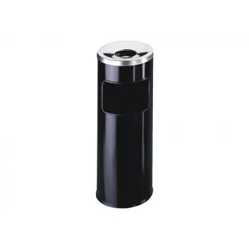 Durable 3332 apvalus metalinis šiukšlių konteineris su pelenine ir gesintuvu, juodas, 17 l