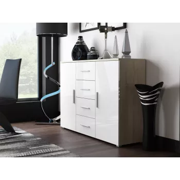 Cama svetainės komoda UNI sonomos ąžuolas/baltas blizgus