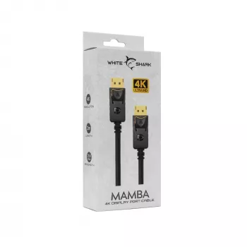 DisplayPort kabelis White Shark MAMBA 2 m — 4K 60Hz, 2.0 suderinamas