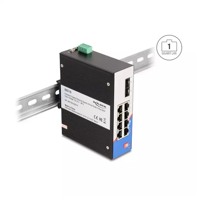 Nevaldomas jungiklis DeLOCK 88016 Gigabit Ethernet 8 prievadai 1 Gbit/s