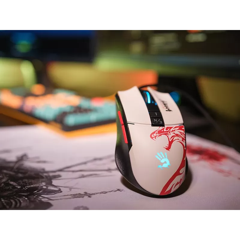 Laidinė žaidimų pelė A4Tech Bloody L65 MAX RGB 16000 DPI ergonomiška dešiniarankiams