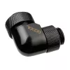 Alphacool Eiszapfen 13mm HardTubo įsukama jungtis 90° pasukama G1/4 – kampinė kompresinė jungtis skysčio aušinimo sistemai – giliai juoda