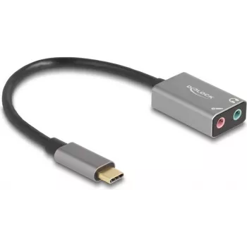 Išorinė USB garso kortelė DELOCK 67071 – 16 bitų, 48 kHz, 3,5 mm ausinės, aliumininis korpusas, 0,15 m kabelis