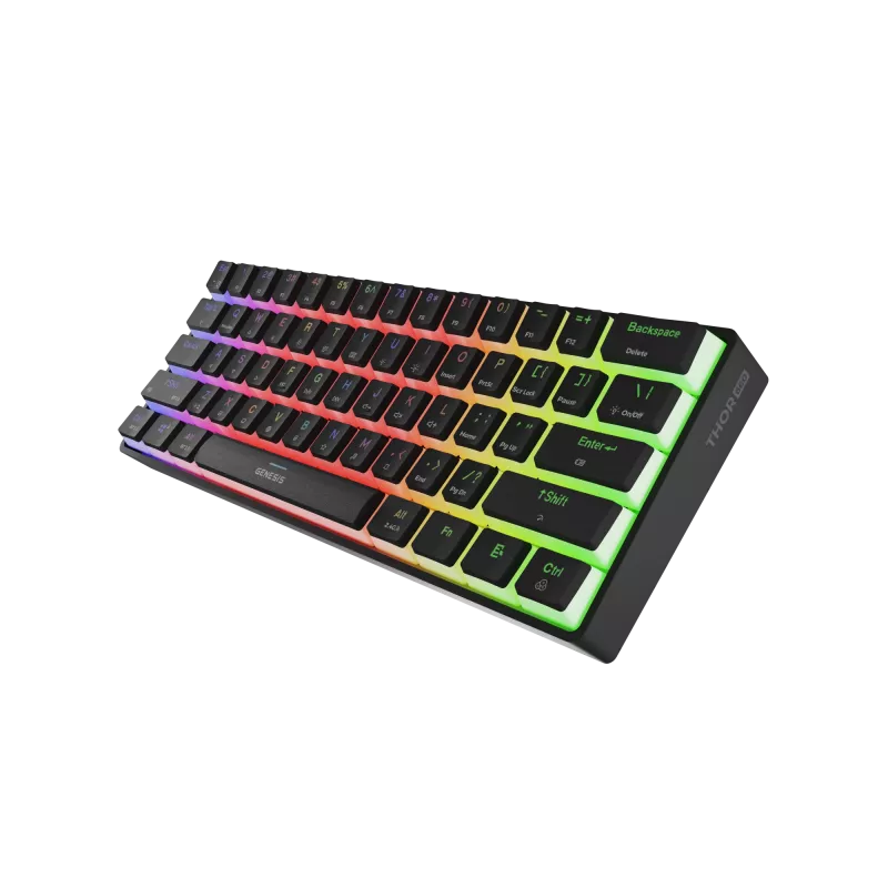 Belaidė mechaninė žaidimų klaviatūra GENESIS THOR 660 G2 US juoda RGB Gateron Brown