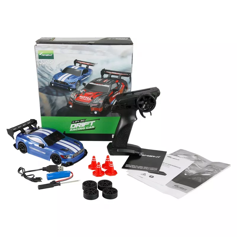 Amewi 21111 Amewi drift lenktyninis automobilis 4WD 1:24 RTR, mėlynas, su apatinio dugno apšvietimu