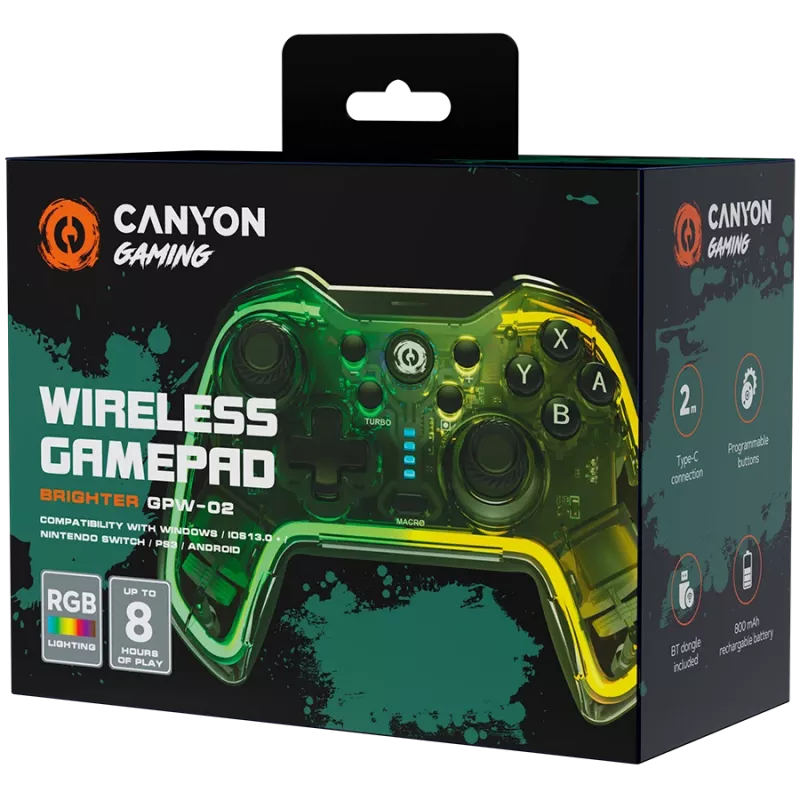 CANYON žaidimų pultas Brighter GPW-02 BT + Dongle Wireless Crystal