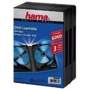 Hama DVD Box 6, juoda, pakuotė - 3 vnt., 6 diskų talpa