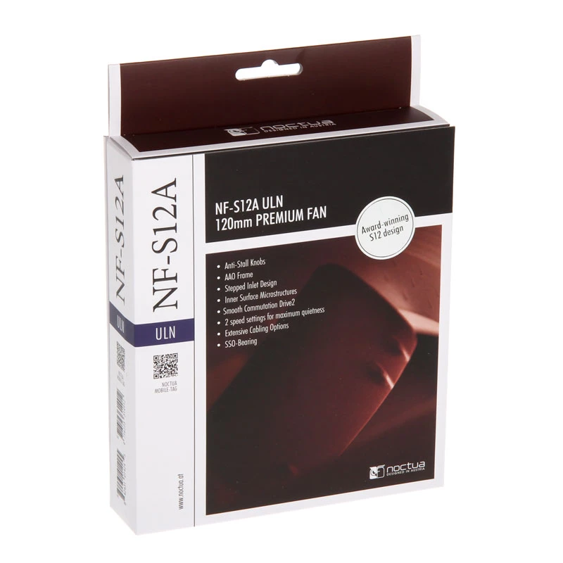 120 mm ventiliatorius Noctua NF-S12A ULN, 12 V, 600–800 RPM, 74,3 m³/h, 0,72 W, 2 greičiai, 25 mm storio
