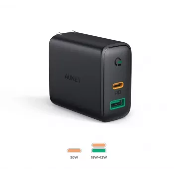 Sieninis įkroviklis 2xUSB Power Delivery (1xUSB A+1xUSB C) 5.4A 30W Dynamic Detect PA-D1
