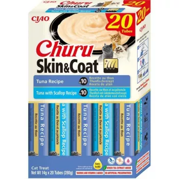 Šlapias skanėstas katėms Inaba Foods Churu Skin & Coat Tuna 20 x 14 g (280 g) pakelis