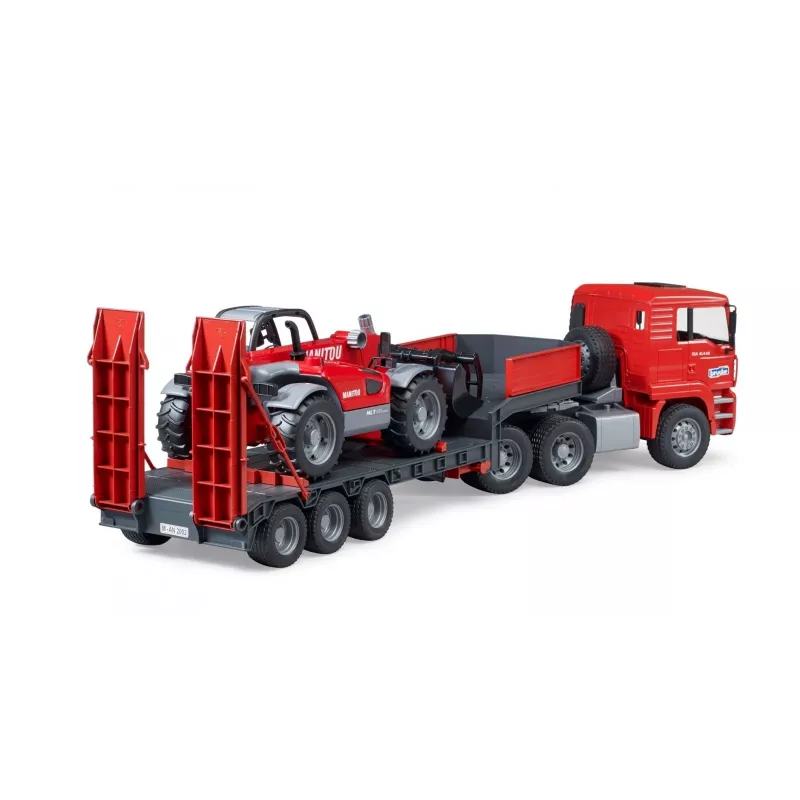 Transporto rinkinys BRUDER MAN TGA žemagrindis vilkikas su Manitou krautuvu