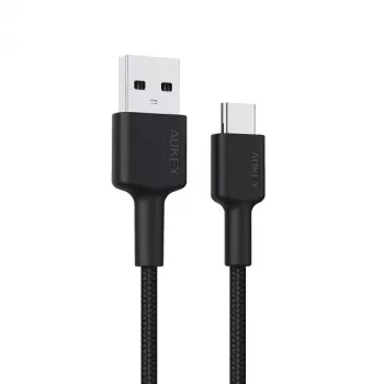 USB A – USB-C laidas AUKEY CB-CD30 0,9 m — juodas, pintas, USB PD 3.0, 0,48 Gbit/s