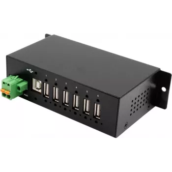 EXSYS EX-1596HMVS 6 prievadų USB 2.0 metalinis HUB su 15kV ESD apsauga nuo viršįtampių (Din-Rail)