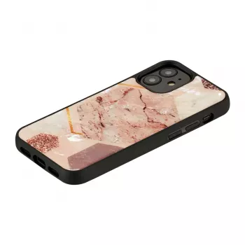 Apsauginis dėklas iKins Apple iPhone 12 mini — rožinio marmuro raštas, plonas