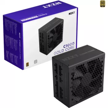 NZXT C1000 Gold Core, maitinimo blokas, juodas, 1x 12 kontaktų GPU, 3x PCIe, kabelių valdymas, 1000 W