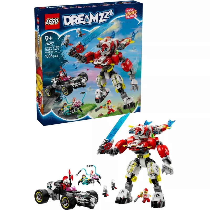 LEGO DREAMZZZ 71497 Cooperio Tigro Mechas ir Zero karštasis automobilis