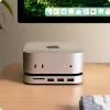 Satechi stovas-hub'as ST-GNMMES su SSD korpusu, USB 3.2 Gen 2 Type-C, USB-A ir SD, sidabrinis