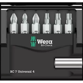 Wera Bit-Set 7 dalių Bit-Check 7 Universal 4 05135810001 Phillips, Phillips Pozidriv, vidinis Torx (05135810001)