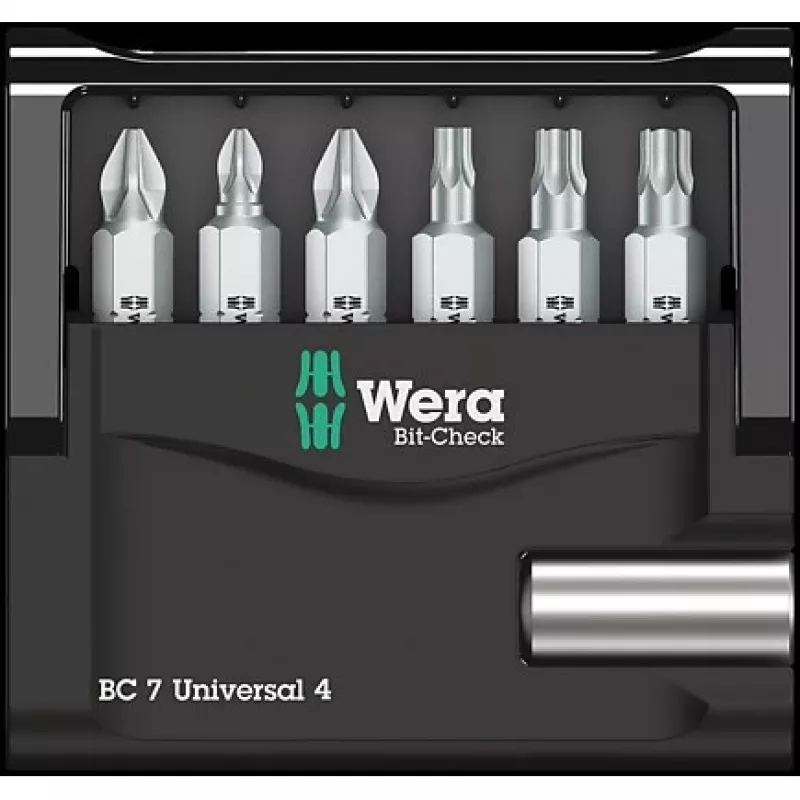 Wera Bit-Set 7 dalių Bit-Check 7 Universal 4 05135810001 Phillips, Phillips Pozidriv, vidinis Torx (05135810001)