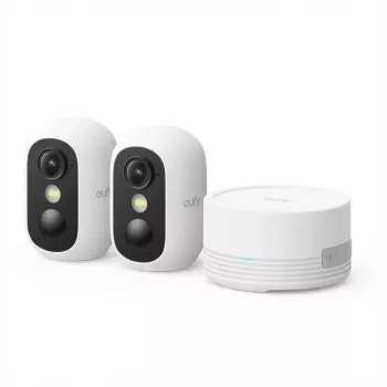 „eufy eufyCam C35“ – 2 kamerų rinkinys – belaidė IP stebėjimo kamera – lauko ir vidaus erdvėms – atspari oro sąlygoms – spalvotas vaizdas (dieną/naktį) – 1920 x 1080 – 1080p – garsas – belaidė – „Wi-Fi“ – „Gle“