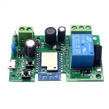 Tuya HS083700 belaidis relės modulis vartų valdymui, 1 kanalas, 85-250 V, Wi-Fi ir RF