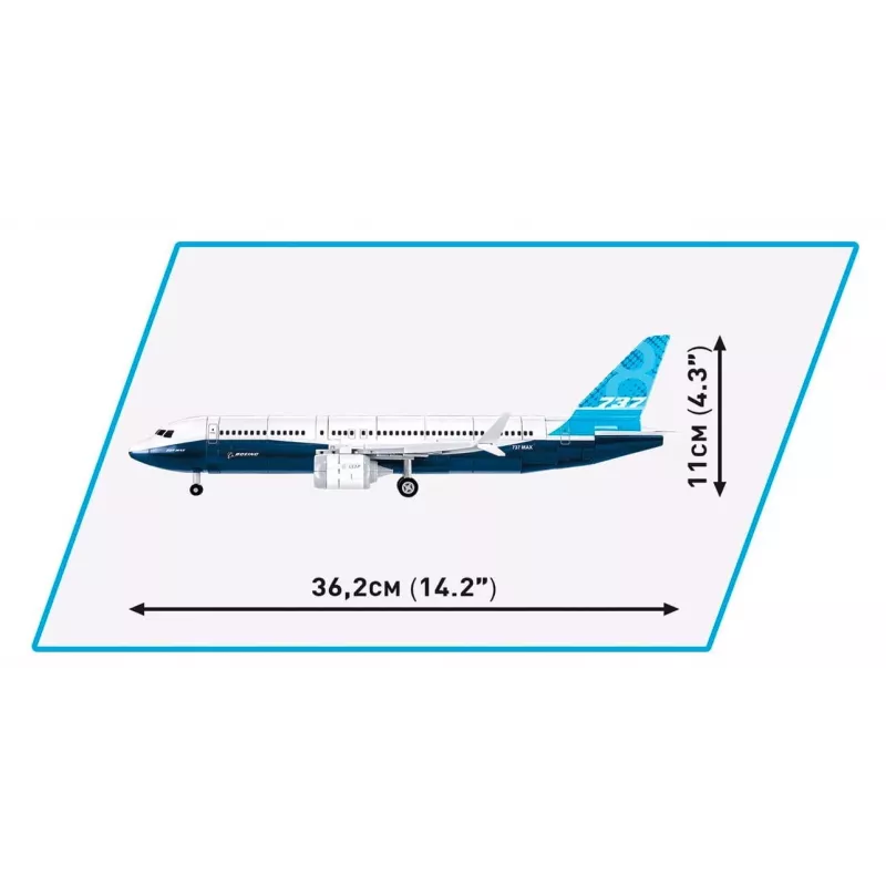 Konstruktorius Cobi Boeing 737-8 – 340 detalių, rekomenduojamas amžius 7+, mėlynas ir baltas