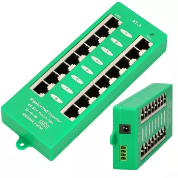 Extralink Gigabit PoE injektorius 8 prievadų aktyvus, 8 prievadai Gigabit 802.3at/af, A režimas