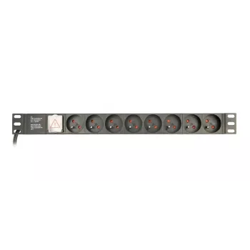 Gembird EG-PDU-014-FC14 maitinimo skirstytuvas, 8 AC lizdai, C14 įvadas, 3 m laidas, 1U aliumininis korpusas, 10 A, 3680 W