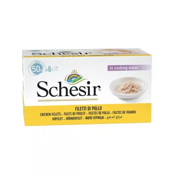 SCHESIR Vištienos filė sultinyje – šlapias ėdalas katėms – 6x50g