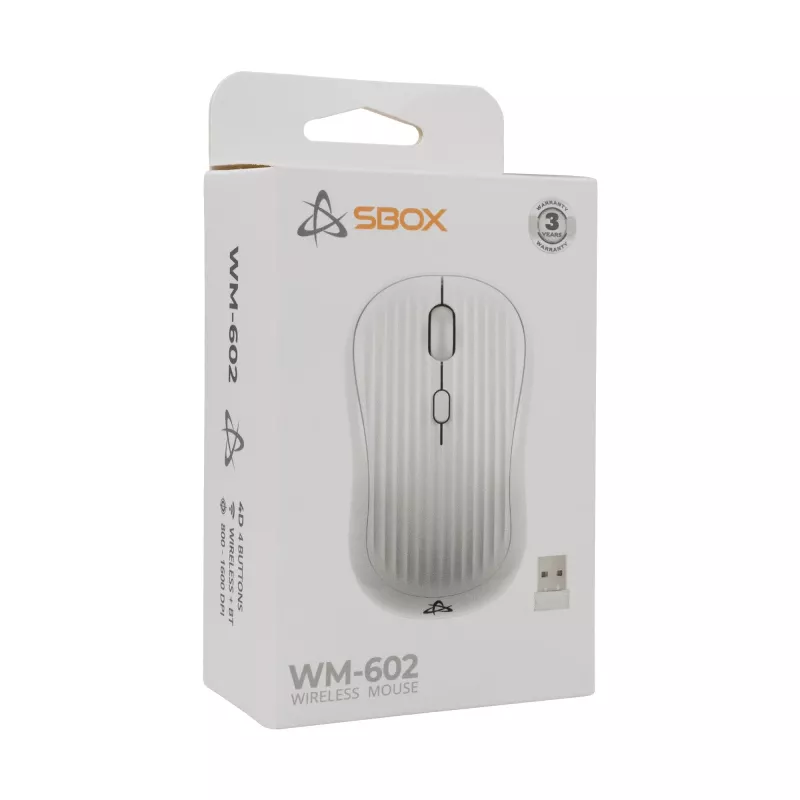 Sbox WM-602 White Wireless belaidė pelė su trackball ir pristatymo funkcija