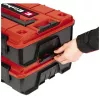 Einhell 4540019 E-Case S-F sisteminė dėžė su tinkleliniu putplasčiu, atspari purslams, polipropileno, 25 kg apkrovai, juoda/raudona