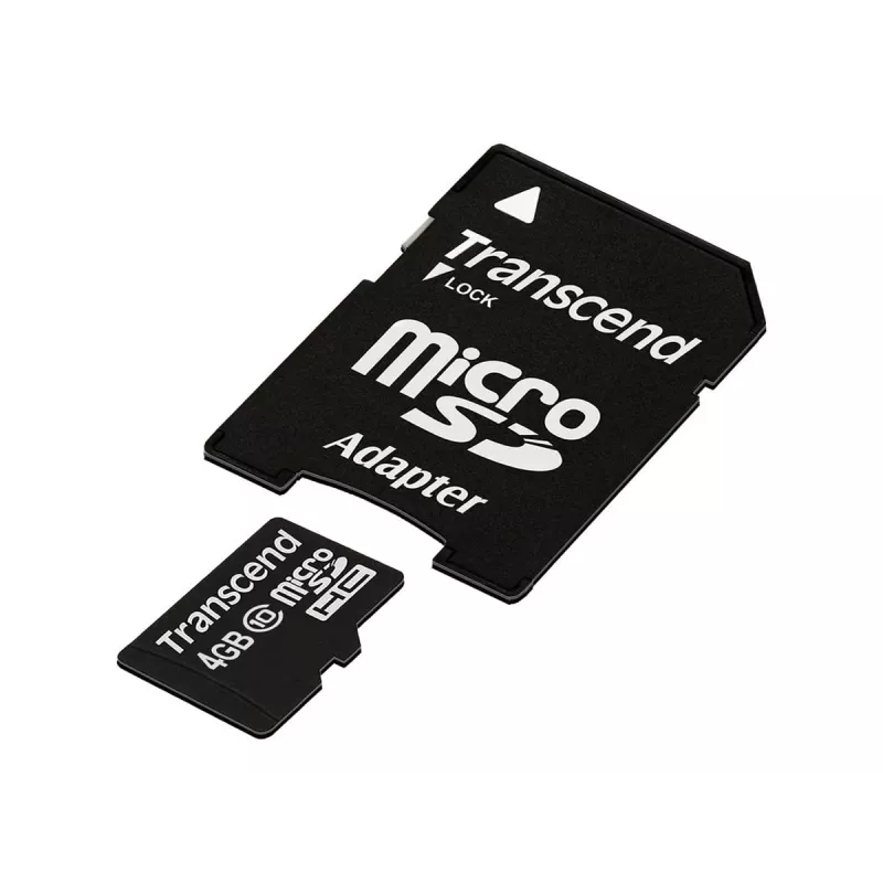 „Transcend“ 4GB MicroSDHC 10 klasės atminties kortelė su adapteriu