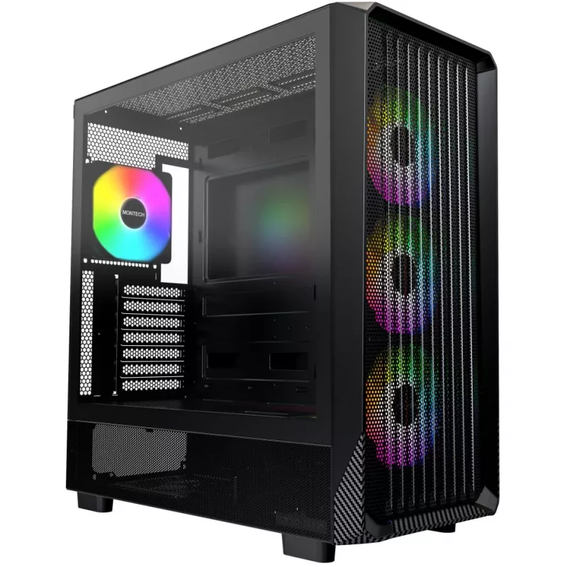 Kompiuterio korpusas Montech X5 Midi Tower Black ATX 3x140mm ventiliatoriai