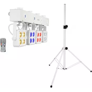 Scenos LED šviestuvų rinkinys EUROLITE KLS-180 Baltas su BS-2 garsiakalbių stovais, balti