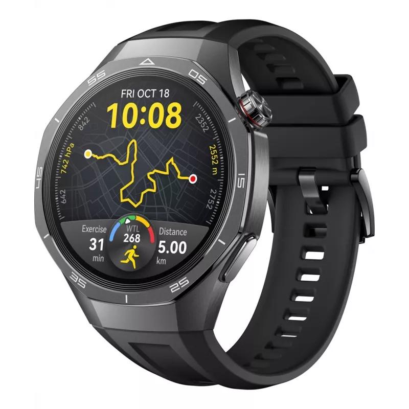 Išmanusis laikrodis HUAWEI WATCH GT5 Pro 46 mm — 1,43 colio AMOLED, GPS, 524 mAh, titano korpusas, juodas dirželis