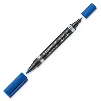 Permanentinis žymeklis Staedtler Lumocolor Duo Fine/Bullet Tip mėlynas