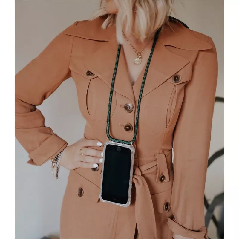 Telefono pakabukas Lookabe loo014 iPhone XR – aukso-žalias apsauginis dėklas su dirželiu