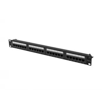 Pataisų skydas 1U LANBERG PPUA-1024-B, 24 prievadai, Cat6a, U/UTP, 1U stovas, gylis 102 mm, metalinis, juodas