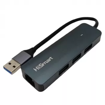 Adapteris USB-A į 3x USB 3.0, RJ45