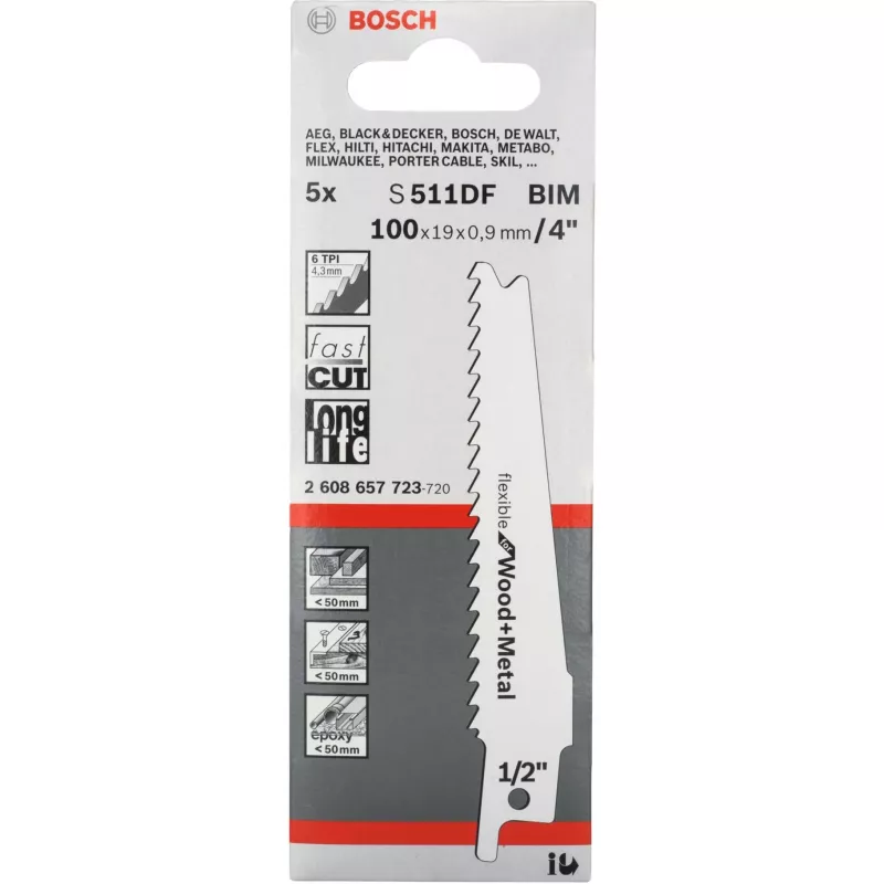 Bosch 2 608 657 723 pjūklo geležtės rinkinys (5 vnt.)