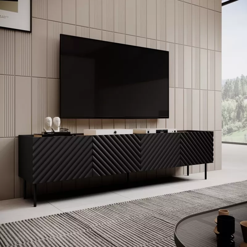 4D RTV spintelė ONDA 200x40x35-54 juodas (pastatoma arba montuojama ant sienos)
