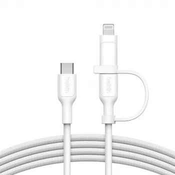USB laidas Belkin BoostCharge Pro 1,5 m USB-C / USB-C – Lightning baltas